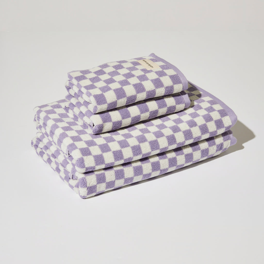 BATH TOWEL IN LILAC CHECK – House of Nunu