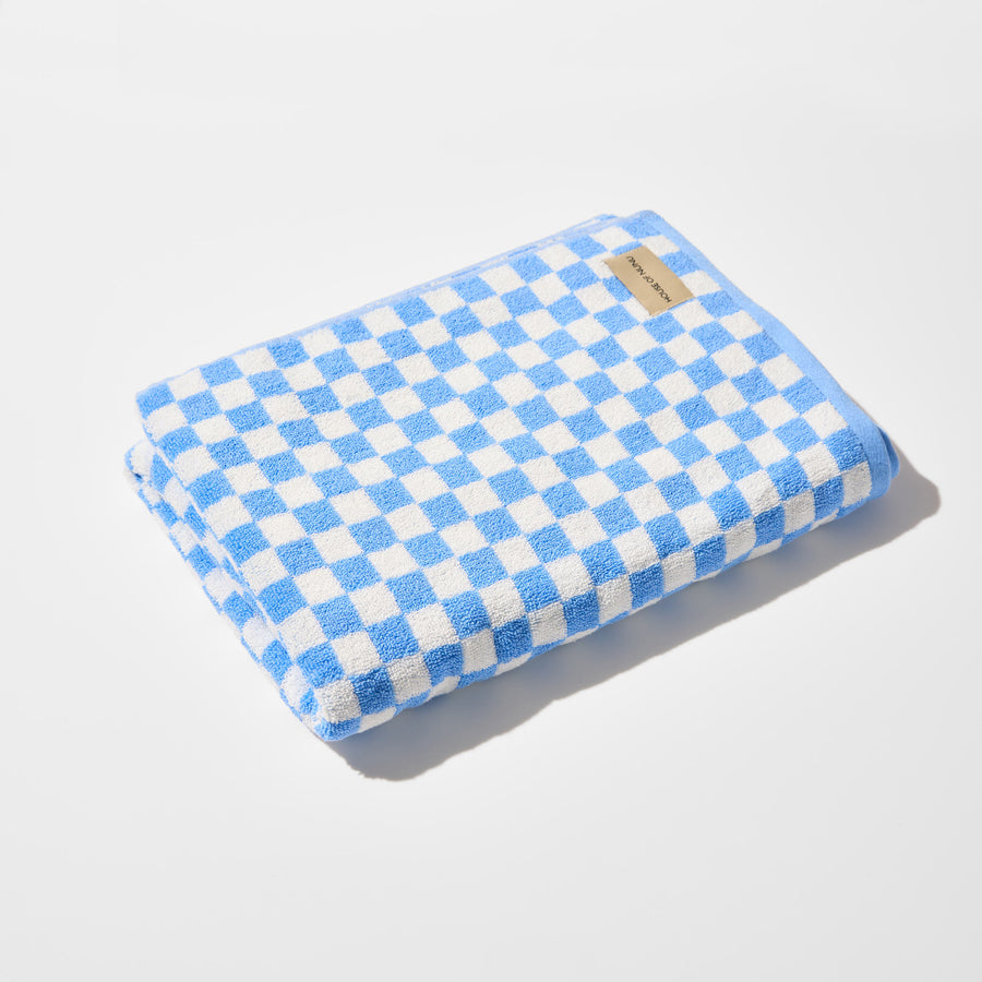 BATH TOWEL IN SKY BLUE CHECK